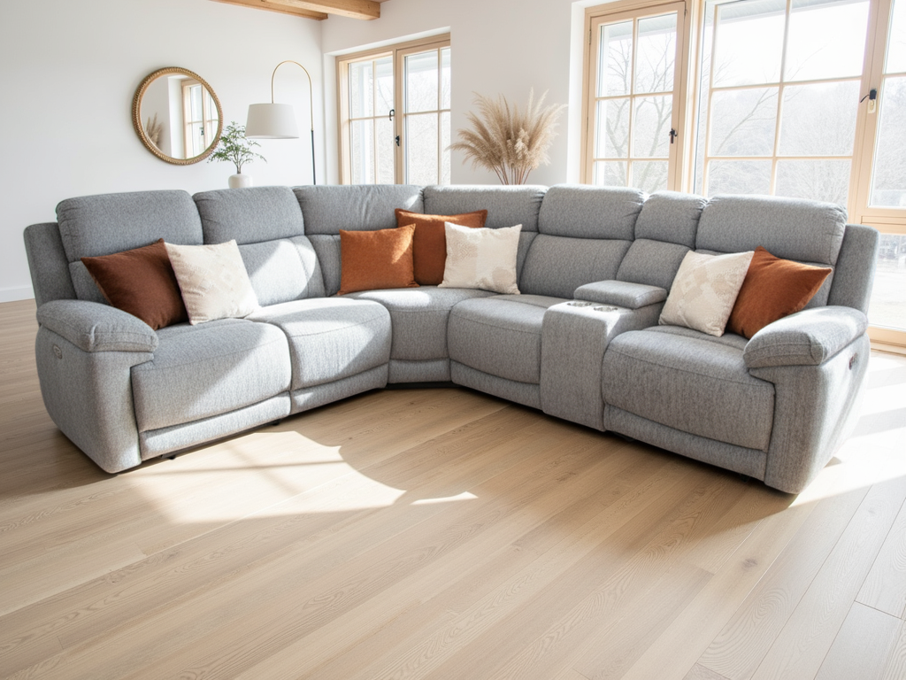 Owen Electric Recliner Sofa Large Corner Grey