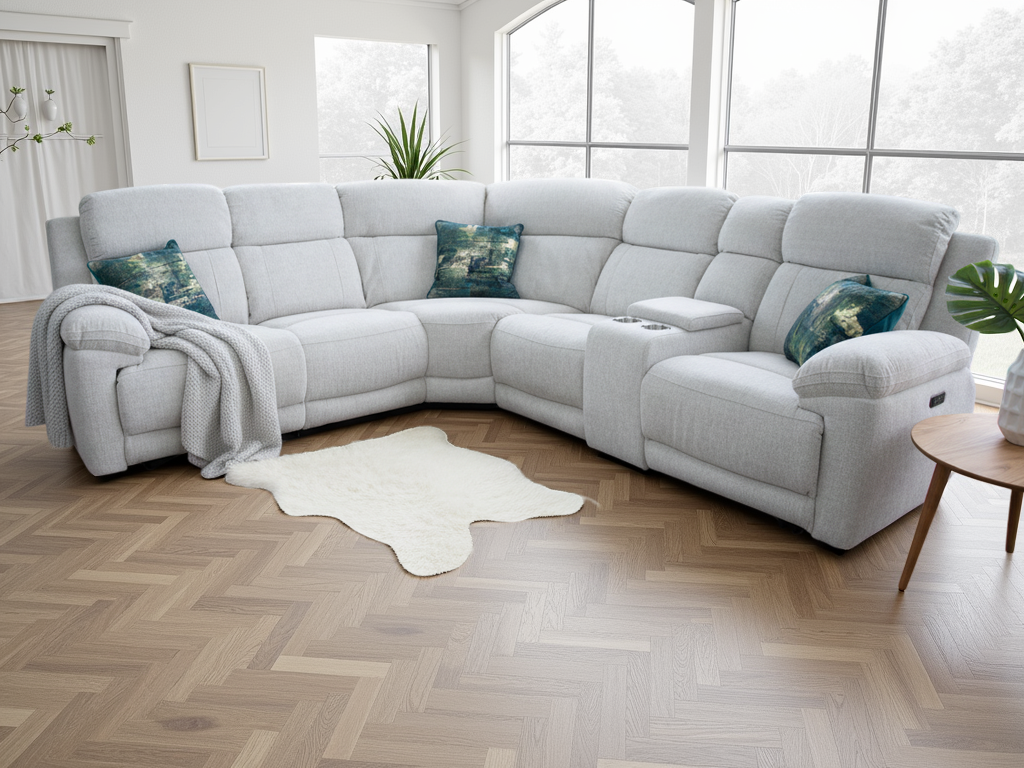 Owen Electric Recliner Sofa Large Corner Beige