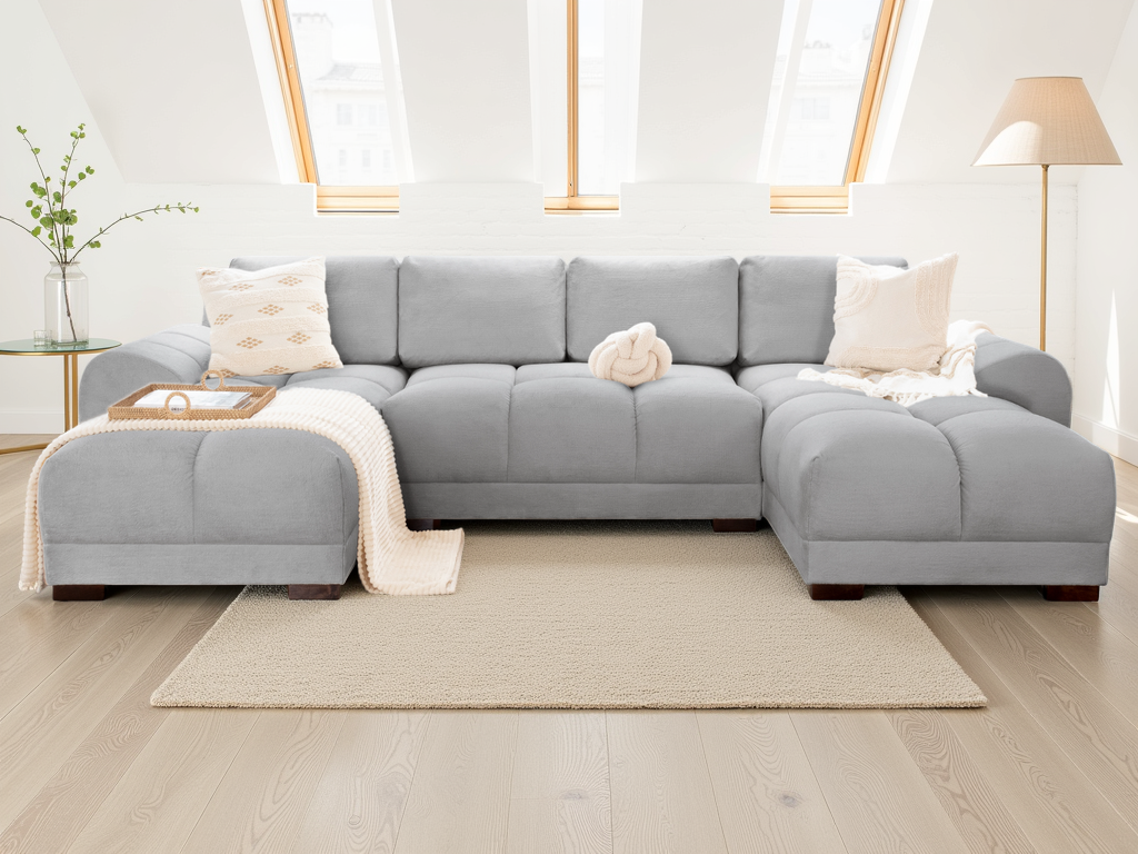 Azzuro Sofa U Shape Corner Grey