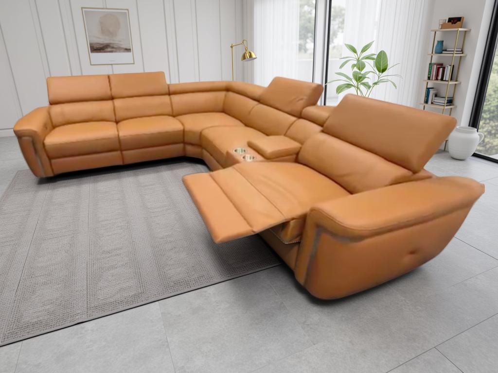 Somerville Electric Recliner Sofa Large Corner Tan