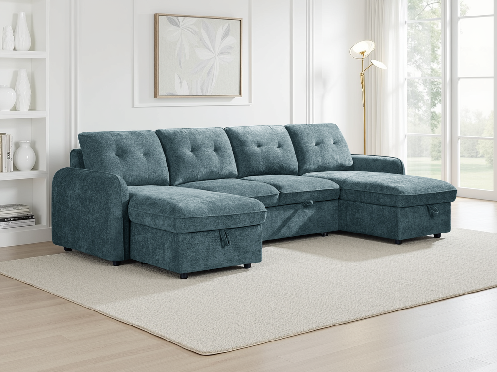 Moscow Sofabed U Shape Corner Blue