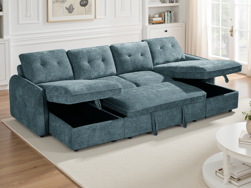 Moscow Sofabed U Shape Corner Blue
