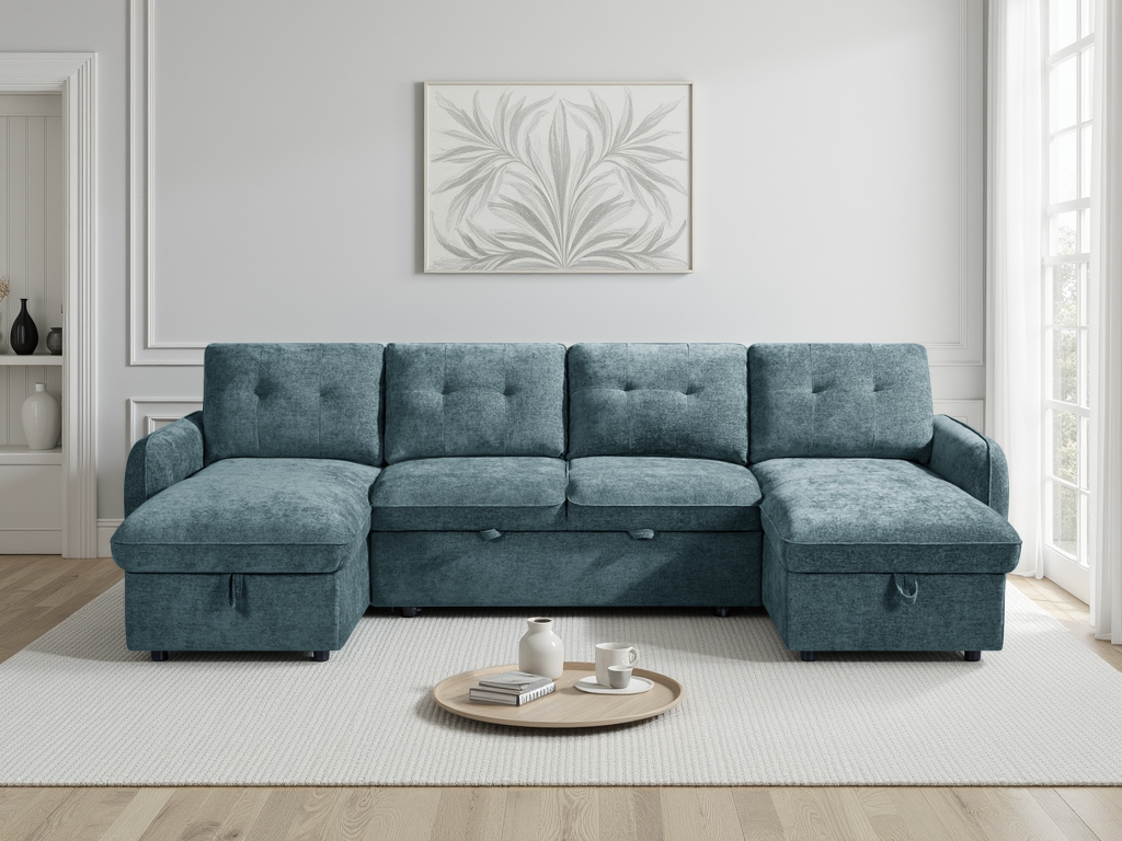 Moscow Sofabed U Shape Corner Blue