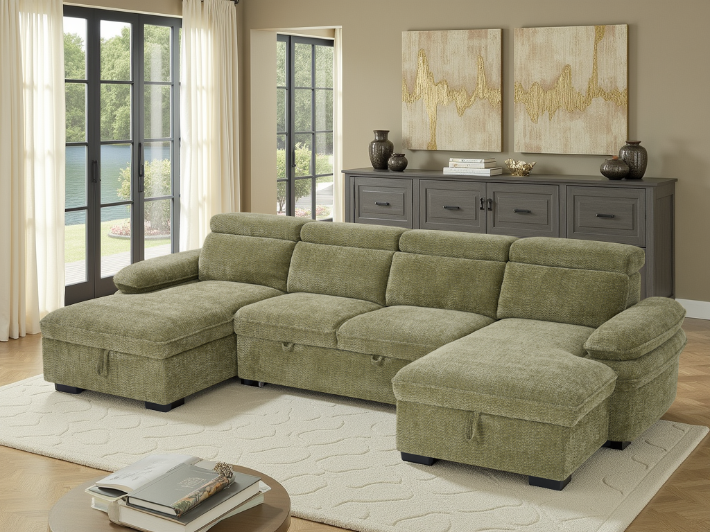 Hudson Sofabed U Shape Corner Green