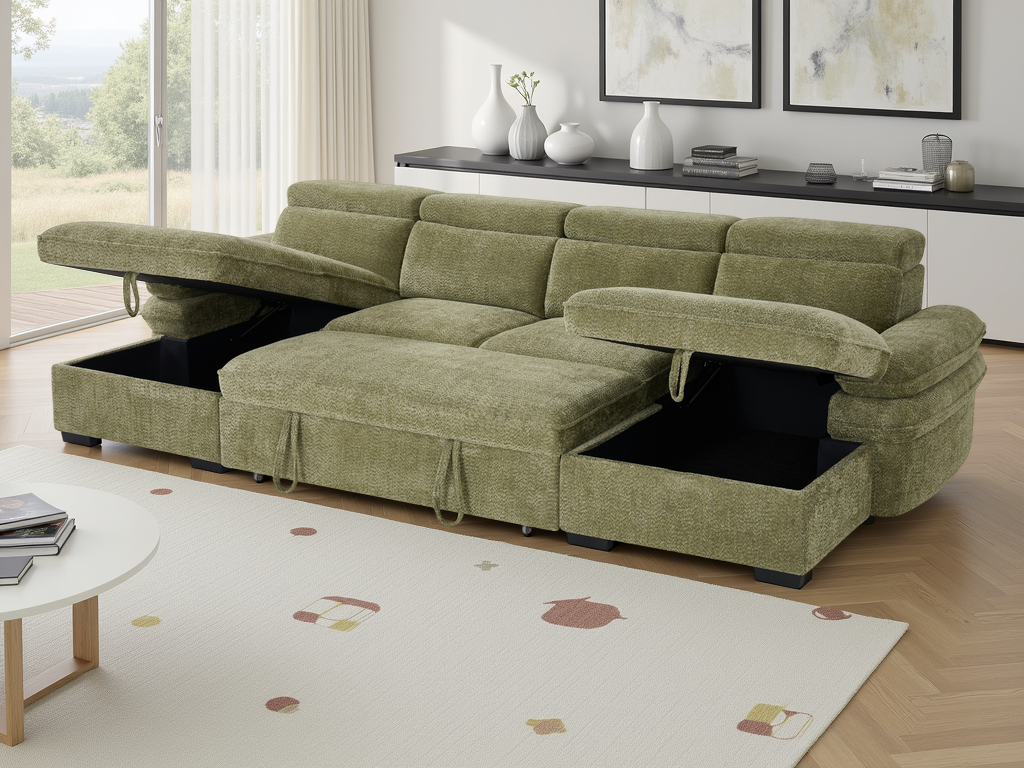 Hudson Sofabed U Shape Corner Green