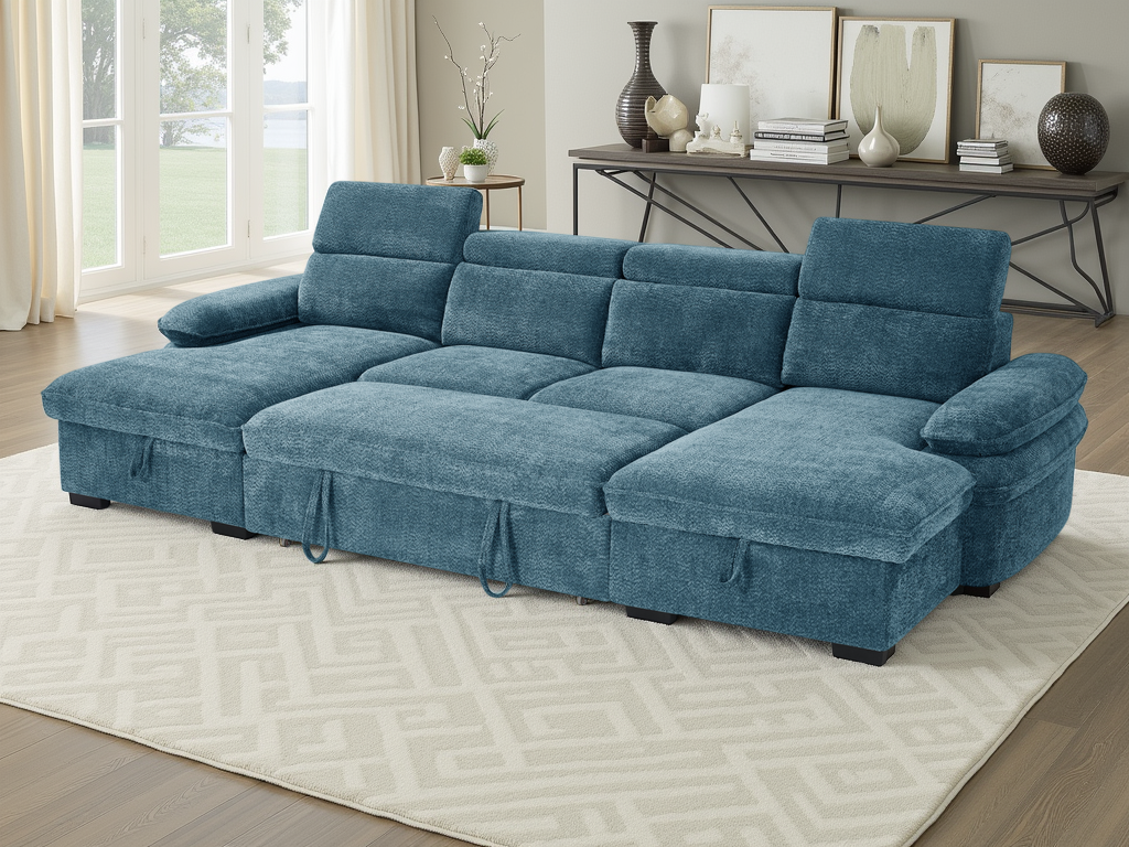 Hudson Sofabed U Shape Corner Blue