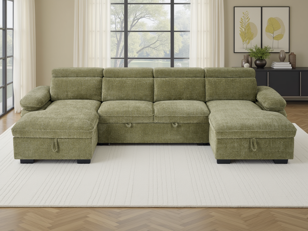 Hudson Sofabed U Shape Corner Green