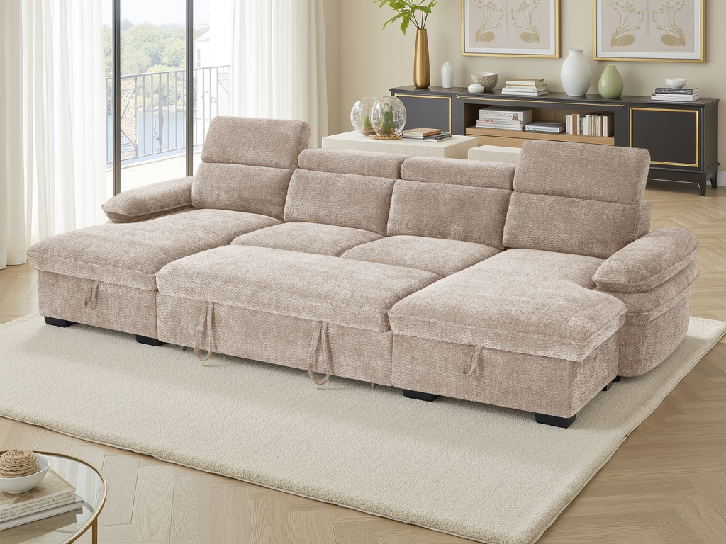 Hudson Sofabed U Shape Corner Beige