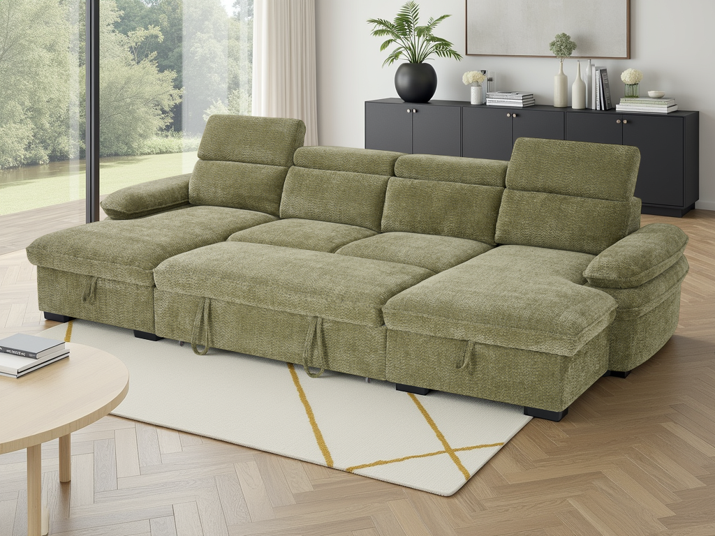 Hudson Sofabed U Shape Corner Green