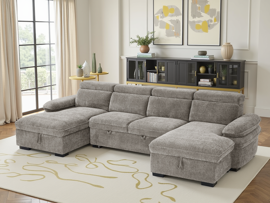 Hudson Sofabed U Shape Corner Grey