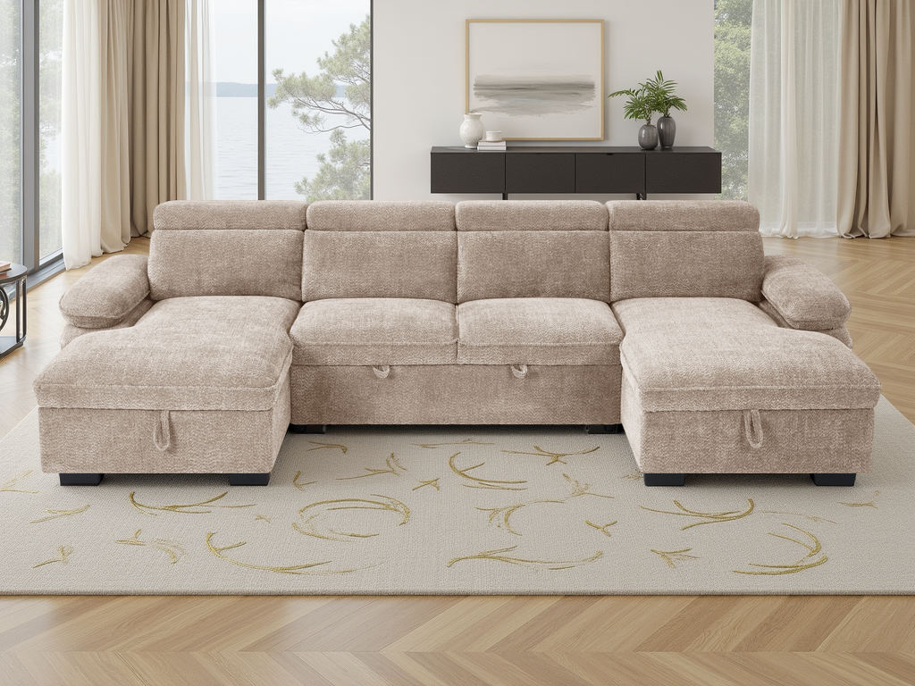 Hudson Sofabed U Shape Corner Beige