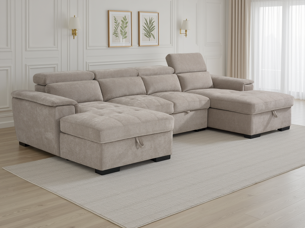 Alaya Sofabed U Shape Corner Beige