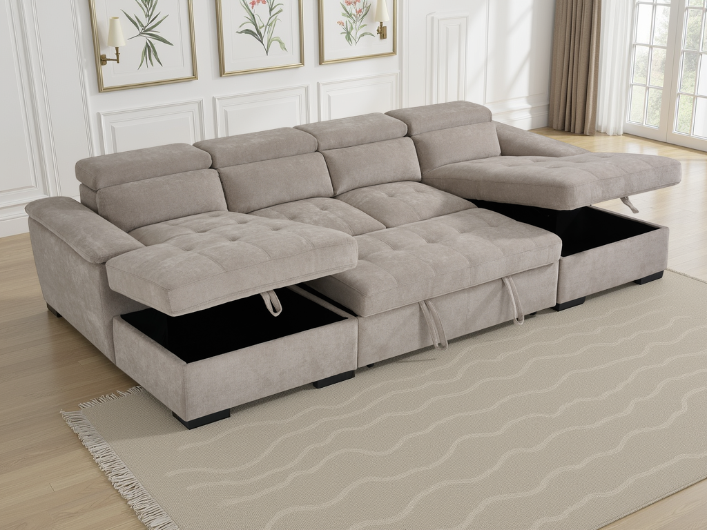 Alaya Sofabed U Shape Corner Beige