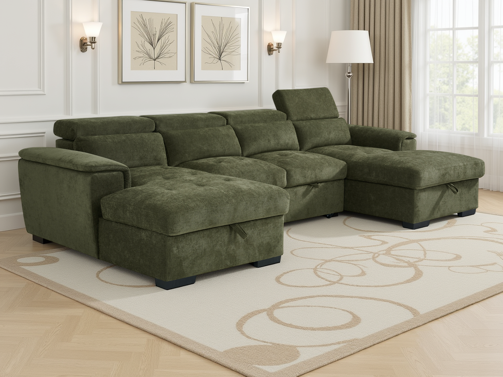 Alaya Sofabed U Shape Corner Green