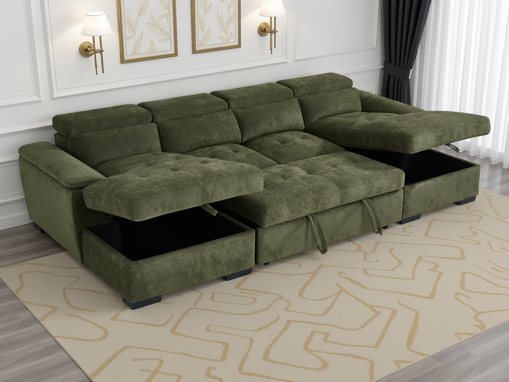 Alaya Sofabed U Shape Corner Green