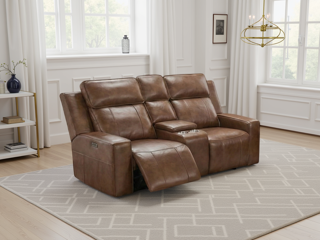 Barcelona Electric Recliner Sofa 2 Seater Brown
