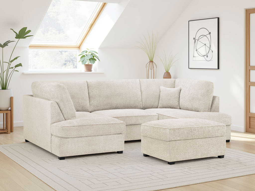 Carnaby Sofa Boucle U Shape Corner Beige