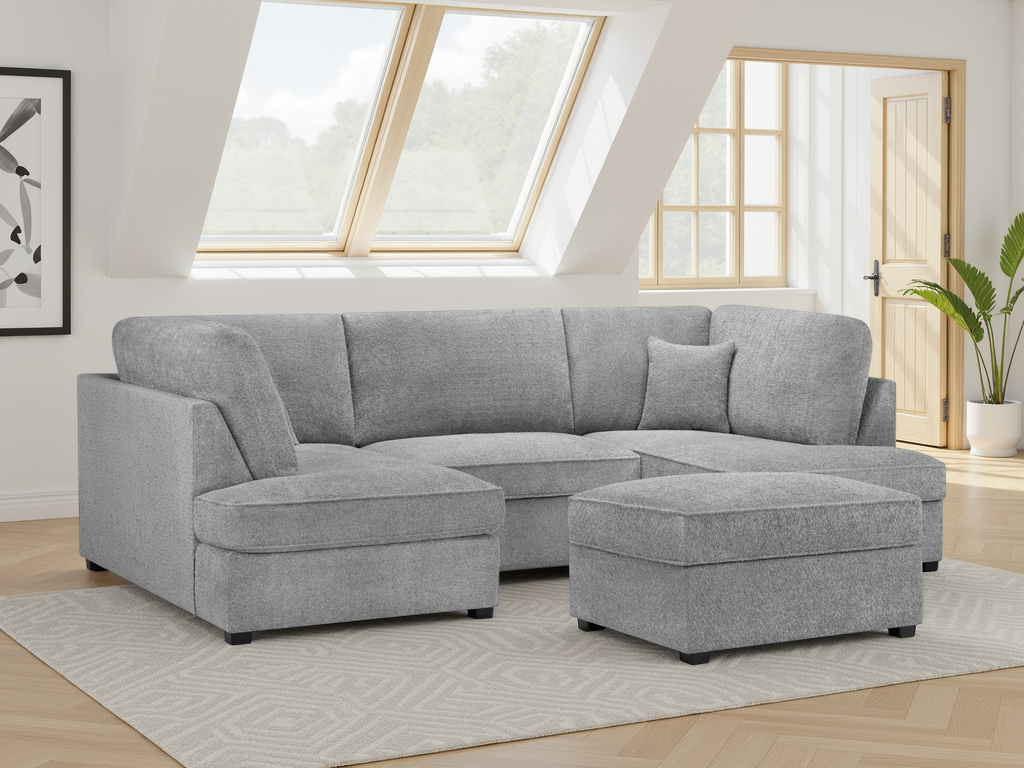 Carnaby Sofa Boucle U Shape Corner Grey