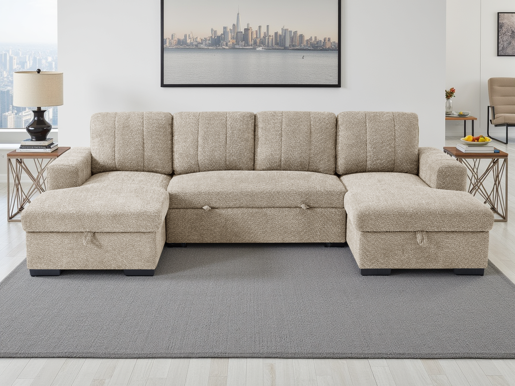 Como Sofabed U Shape Corner Beige