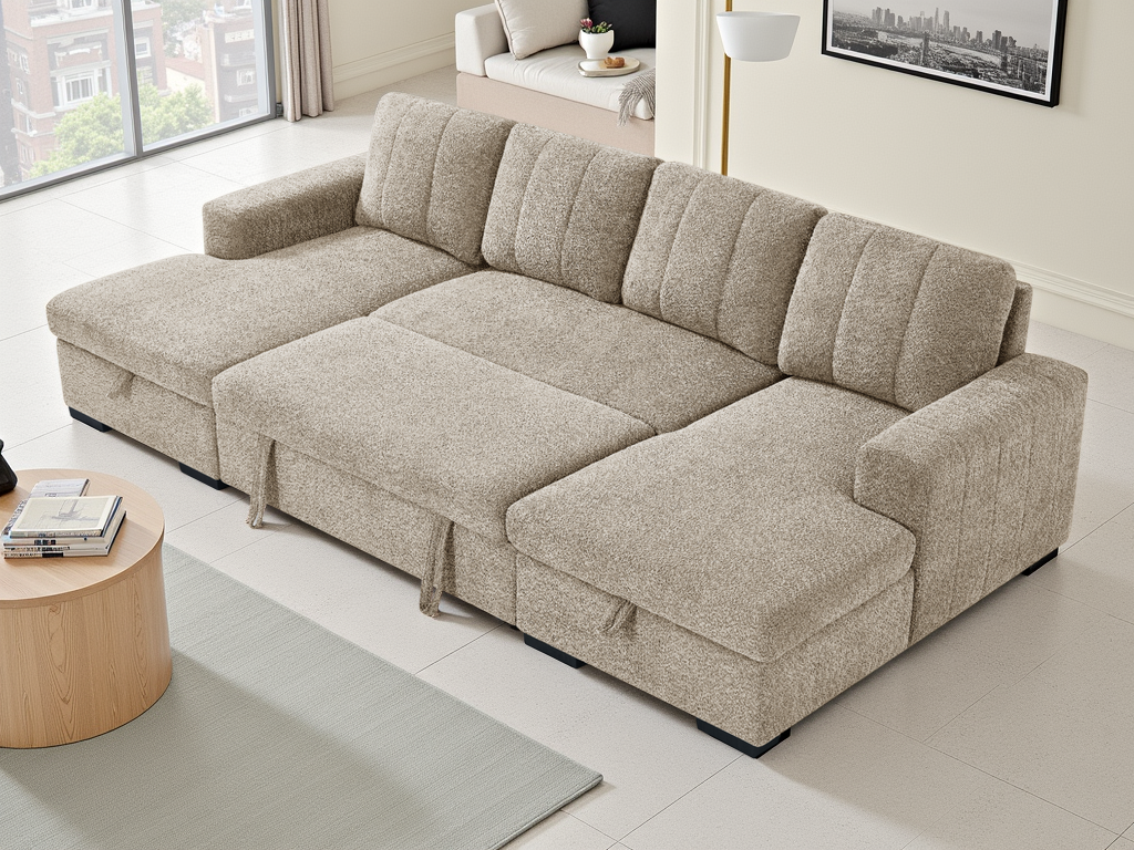 Como Sofabed U Shape Corner Beige