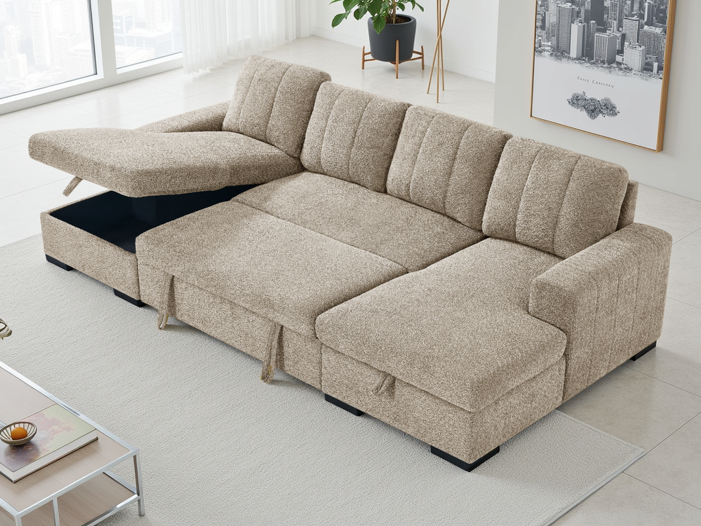 Como Sofabed U Shape Corner Beige