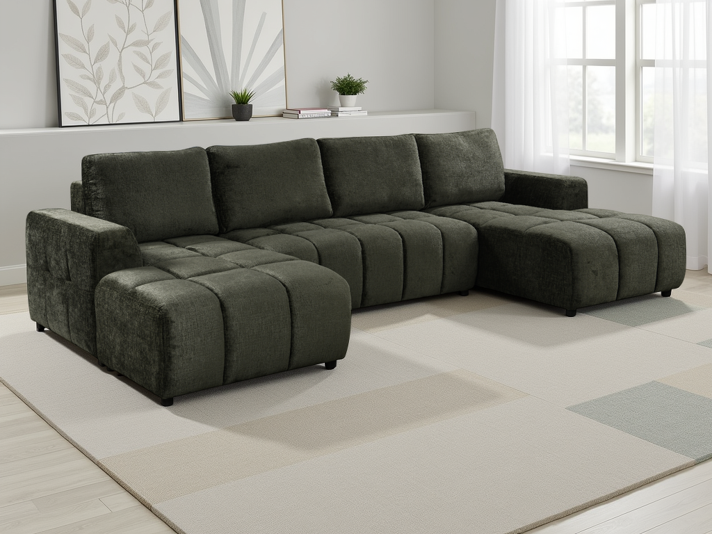 Shanghai Luxury U Shape Corner Sofabed Green