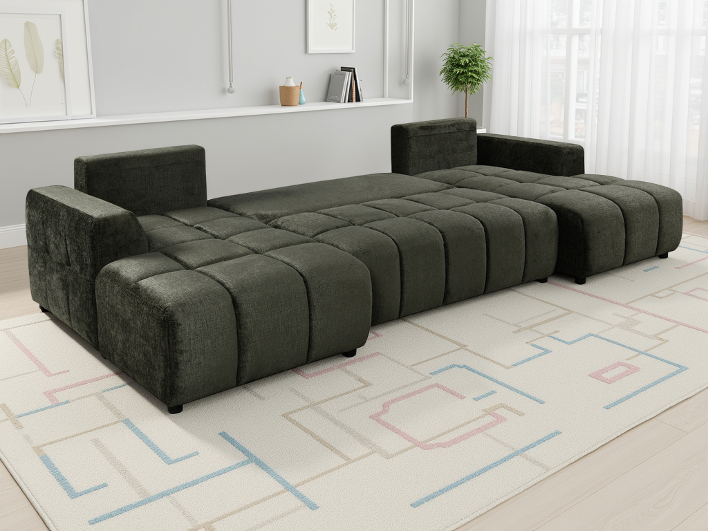 Shanghai Luxury U Shape Corner Sofabed Green