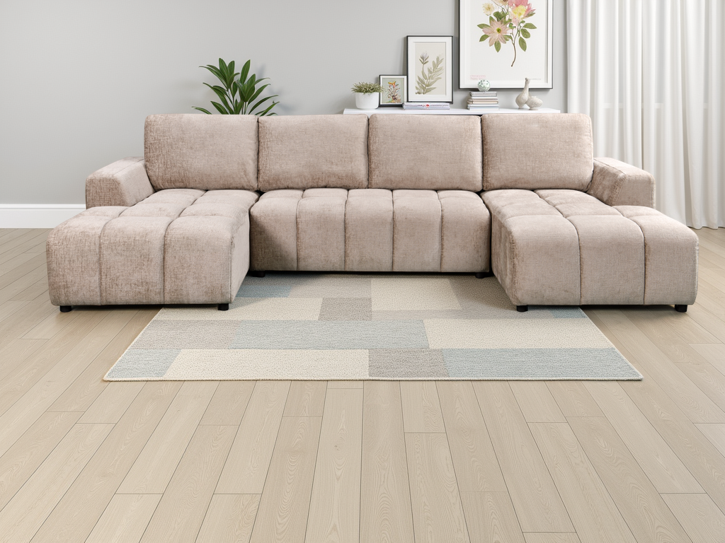 Shanghai Luxury U Shape Corner Sofabed Beige