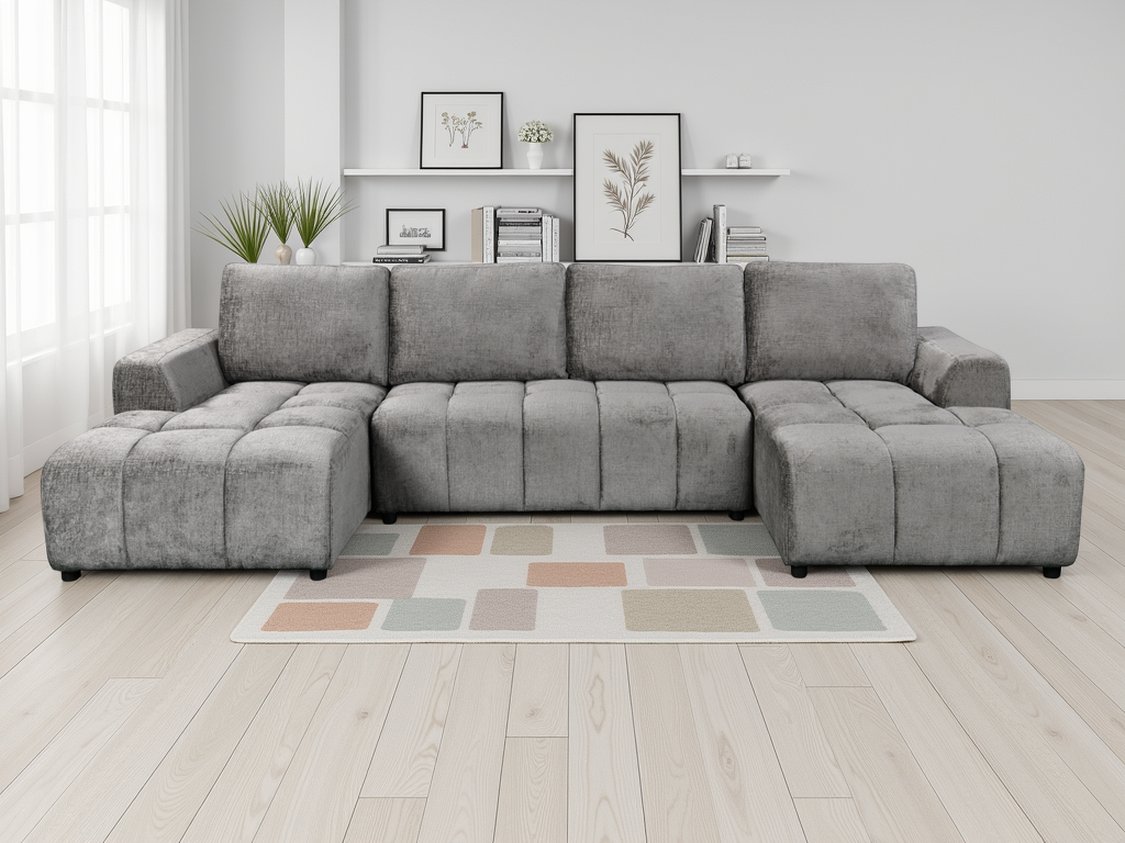 Shanghai Luxury U Shape Corner Sofabed Grey
