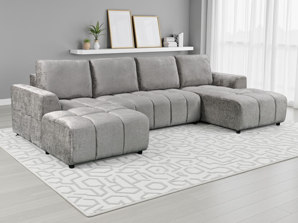 Shanghai Luxury U Shape Corner Sofabed Grey