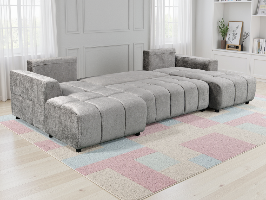 Shanghai Luxury U Shape Corner Sofabed Grey