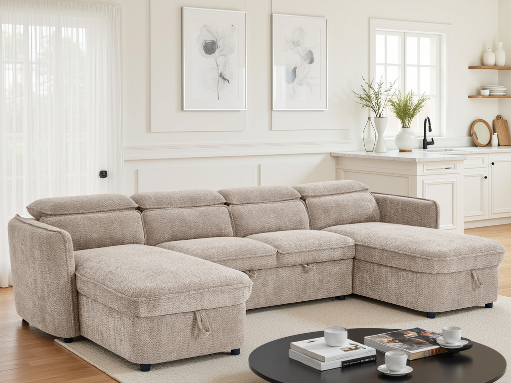 Capri Sofabed U Shape Corner Beige