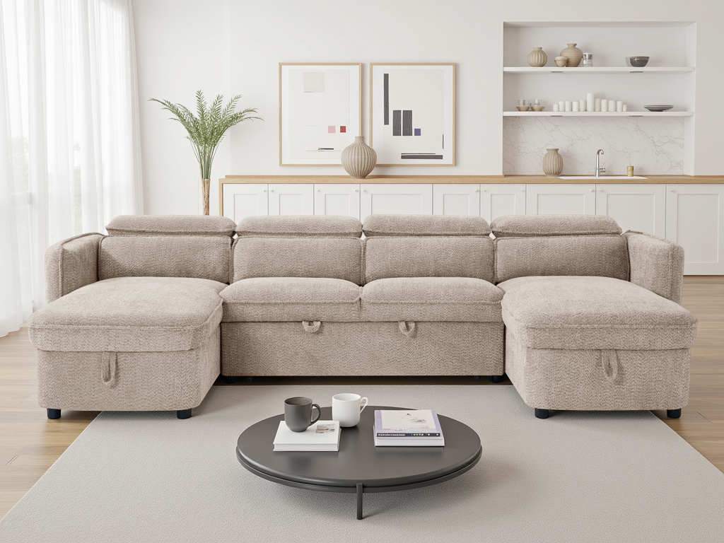 Capri Sofabed U Shape Corner Beige