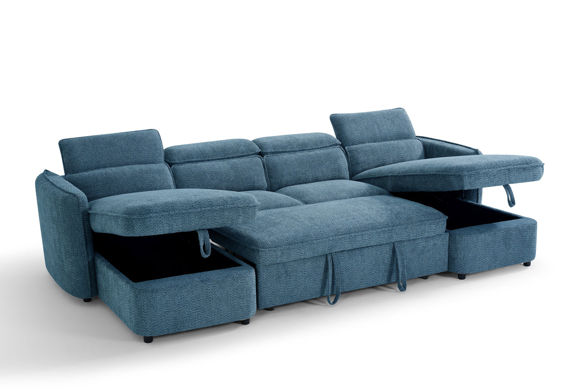 Capri Sofabed U Shape Corner Blue