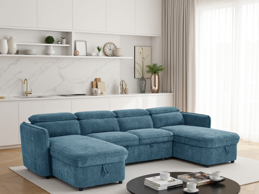Capri Sofabed U Shape Corner Blue