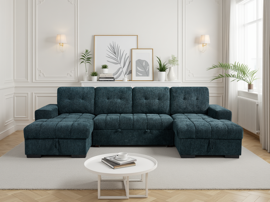 Palermo Sofabed U Shape Corner Teal