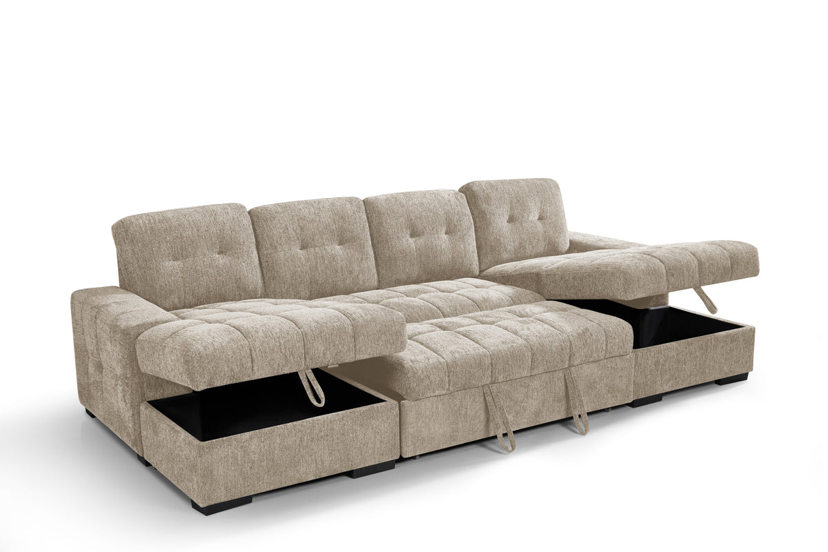 Palermo Sofabed U Shape Corner Beige