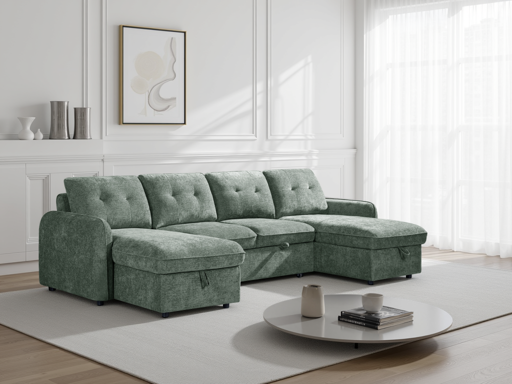 Moscow Sofabed U Shape Corner Green
