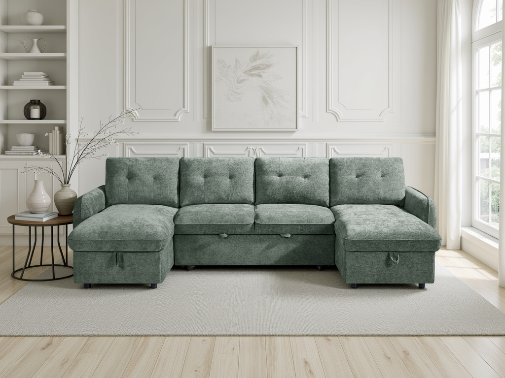 Moscow Sofabed U Shape Corner Green