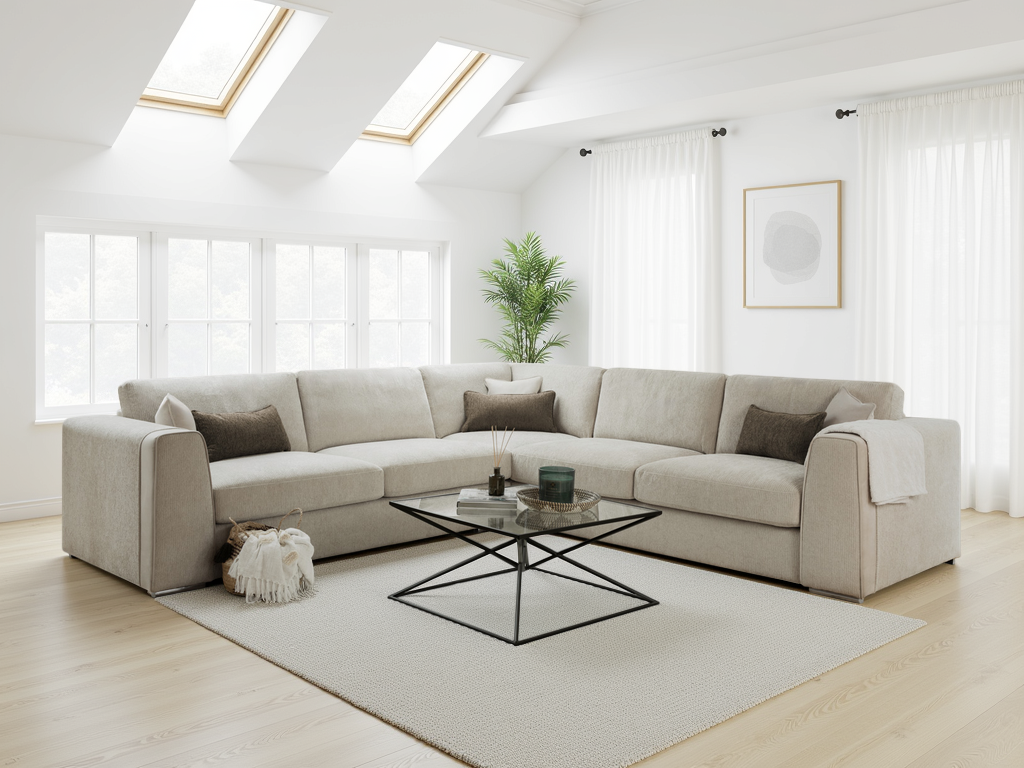 Naples Sofa Large Corner Beige