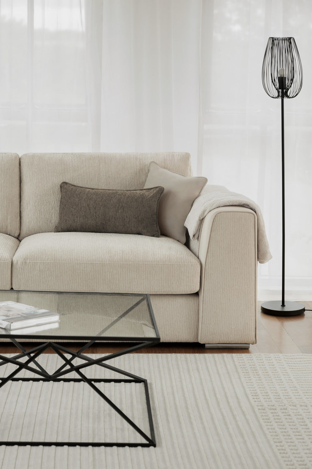 Naples Sofa Large Corner Beige