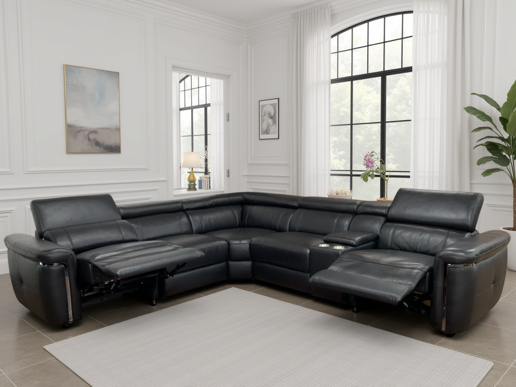 Somerville Electric Recliner Sofa Large Corner Black