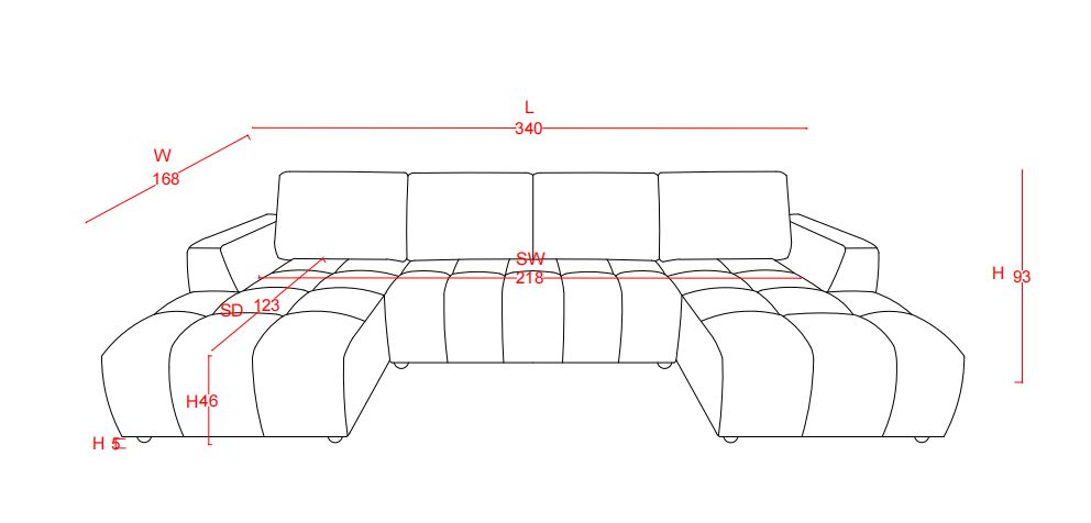 Shanghai Luxury U Shape Corner Sofabed Beige