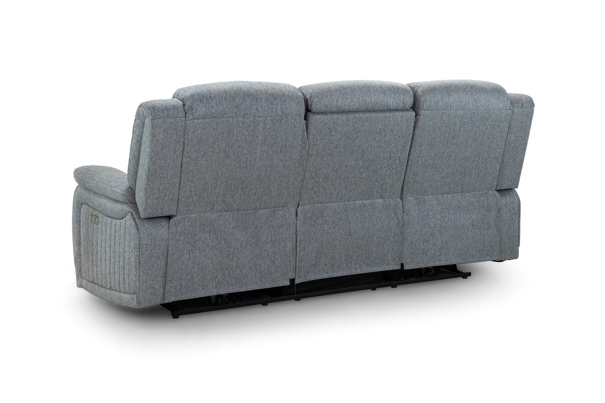 Linden Electric Recliner Sofa Grey 3 Seater from the back