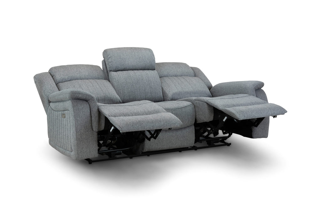 Linden Electric Recliner Sofa Grey 3 Seater with both ends reclined