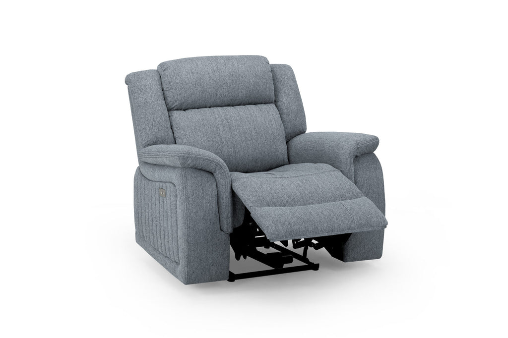 Linden Electric Recliner Sofa Grey Armchair reclined