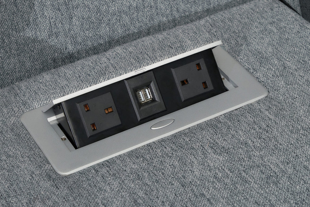 Linden Electric Recliner Sofa Grey Large Corner power and USB sockets