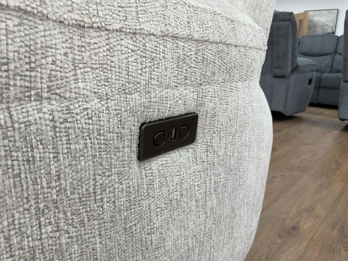 Owen Electric Recliner Sofa 2 Seater recline button, Beige