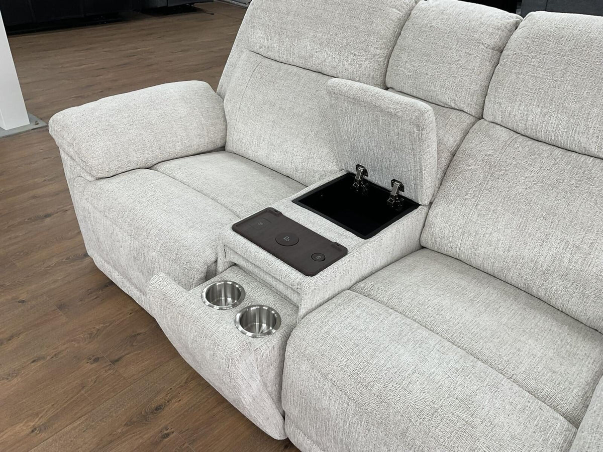 Owen Electric Recliner Sofa 2 Seater console open, Beige