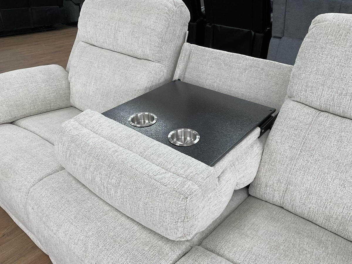 Owen Electric Recliner Sofa 3 Seater tray with cup holders, Beige